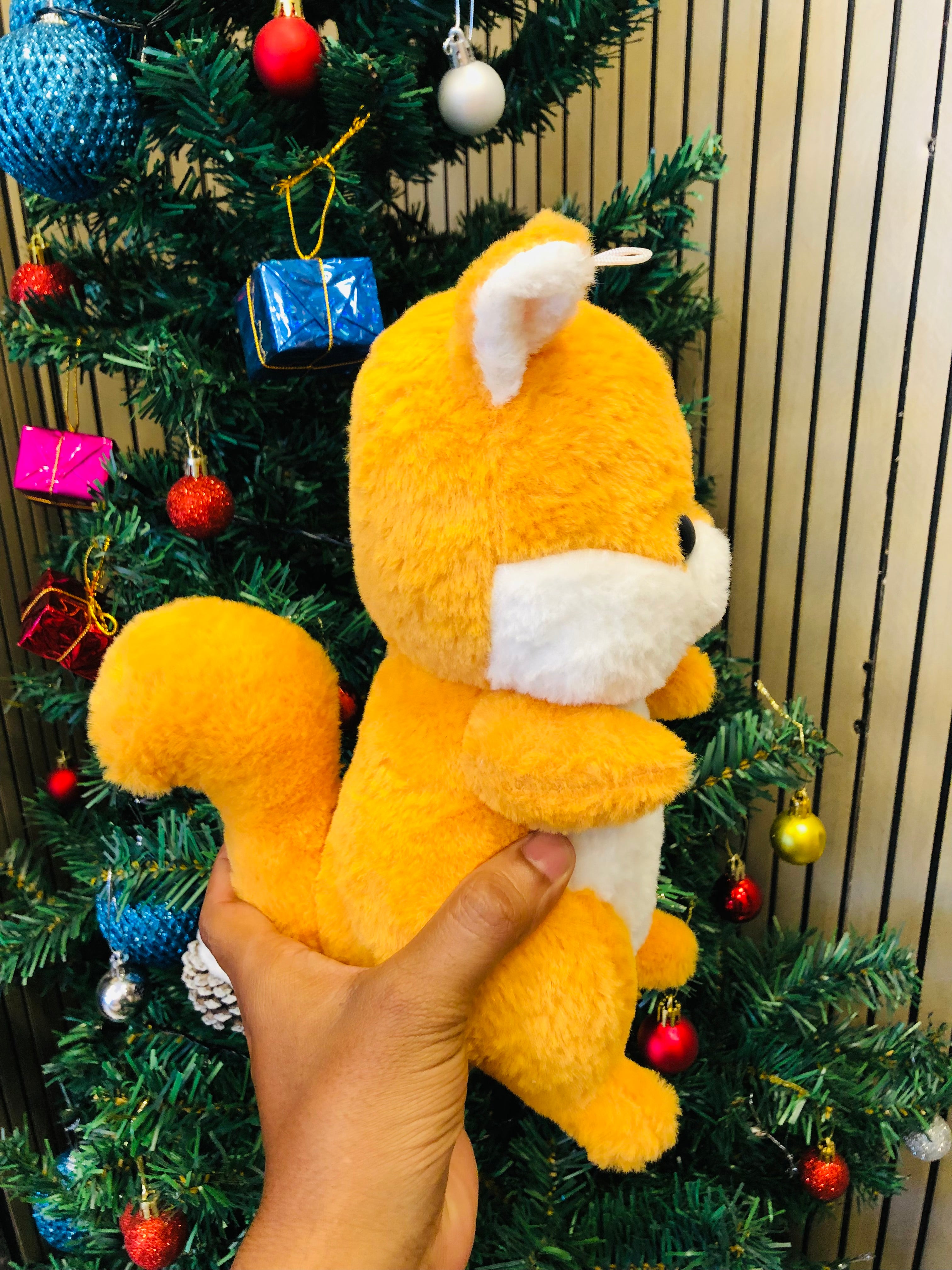 Yellow squirrel small plush toy