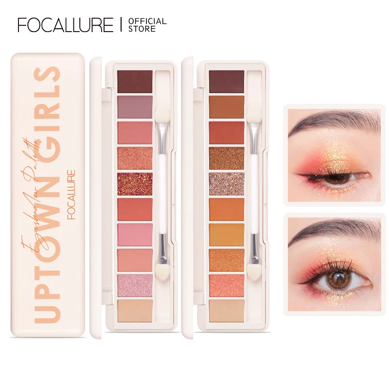 FOCALLURE 10 Color UPTOWN Eyeshadow Palette With Brush