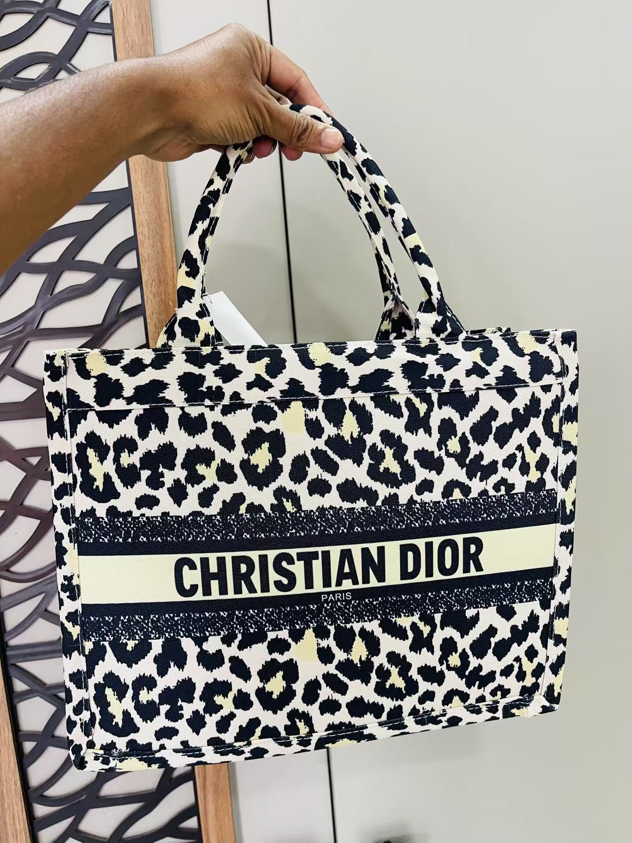Christine Dior Leopard Tote Bag Medium