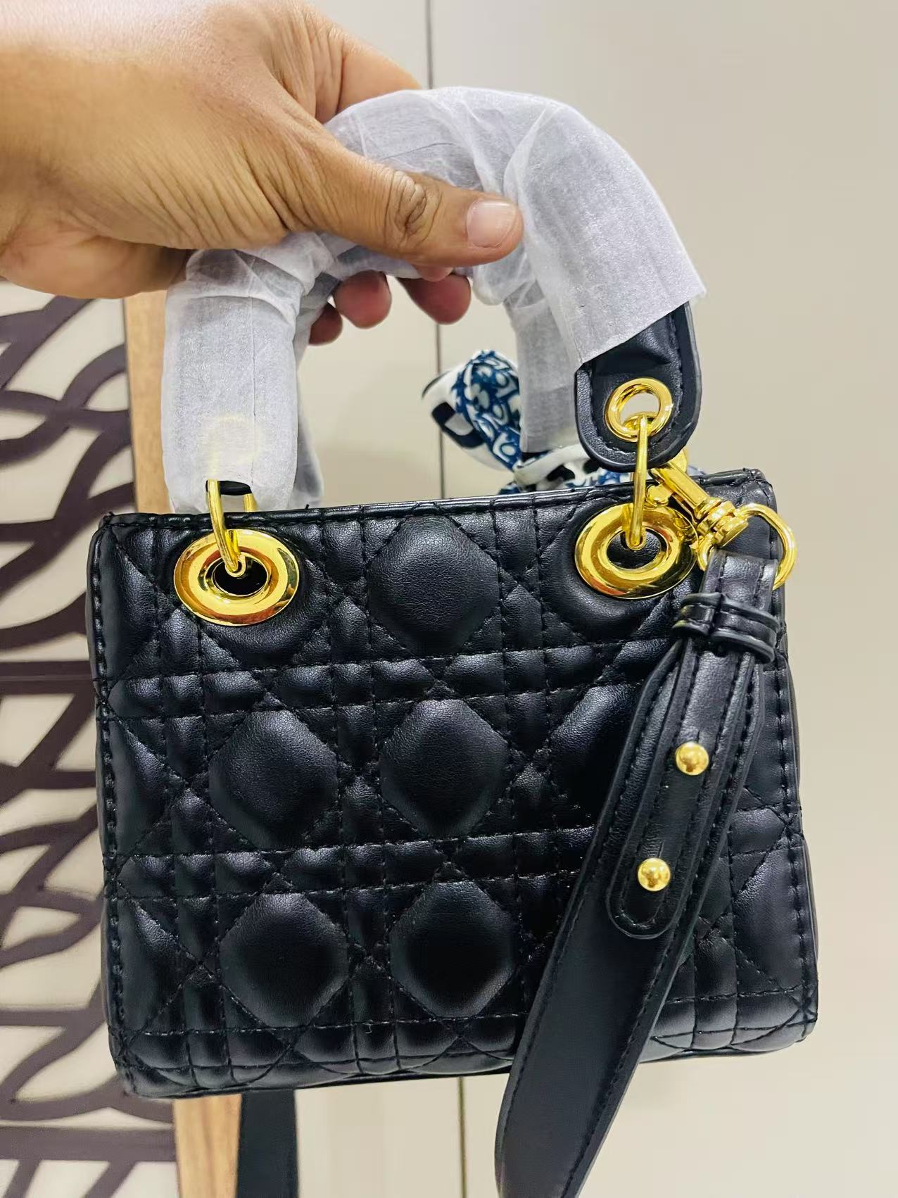 CHRISTINE DIOR Hand Bag Black with Box