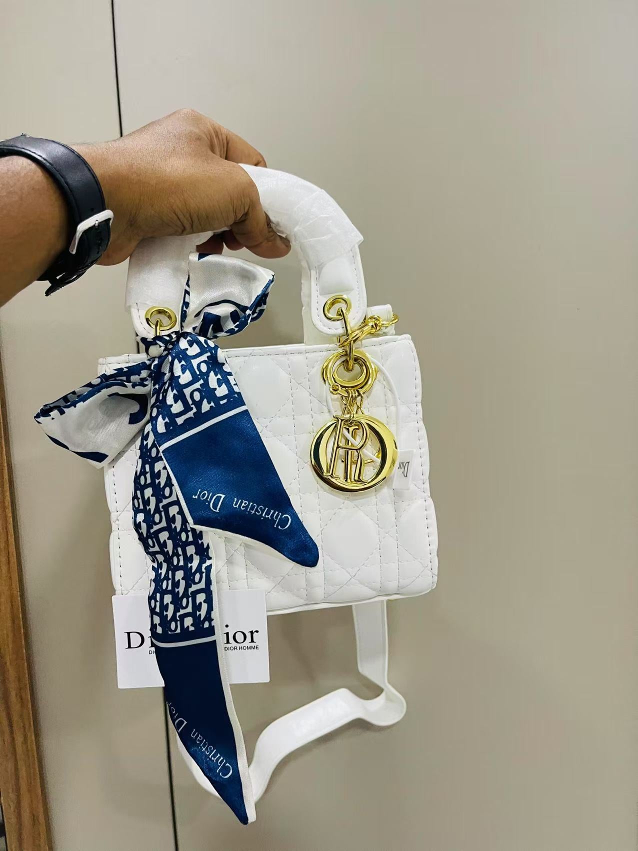 CHRISTINE DIOR Hand Bag white with Box