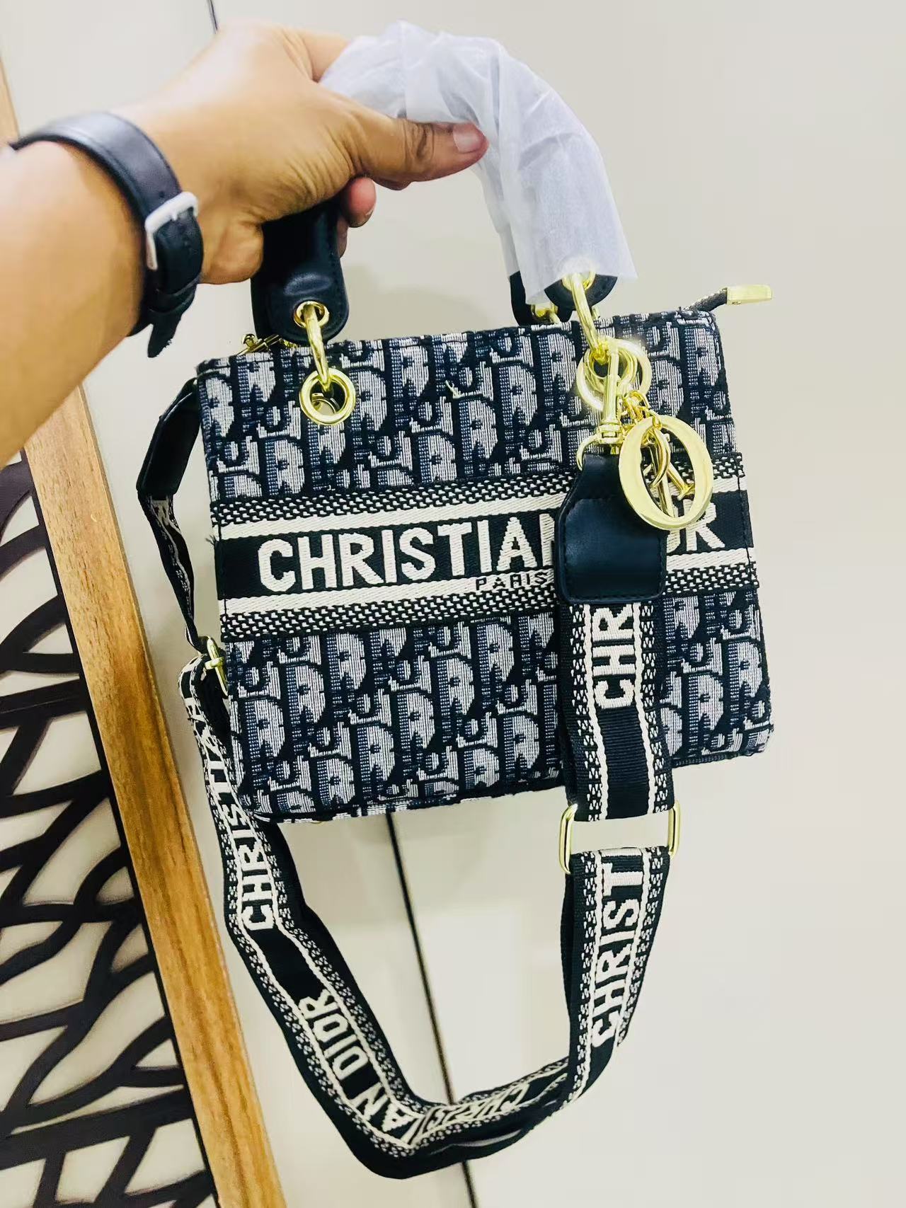Christine Dior Embroider hand Bag