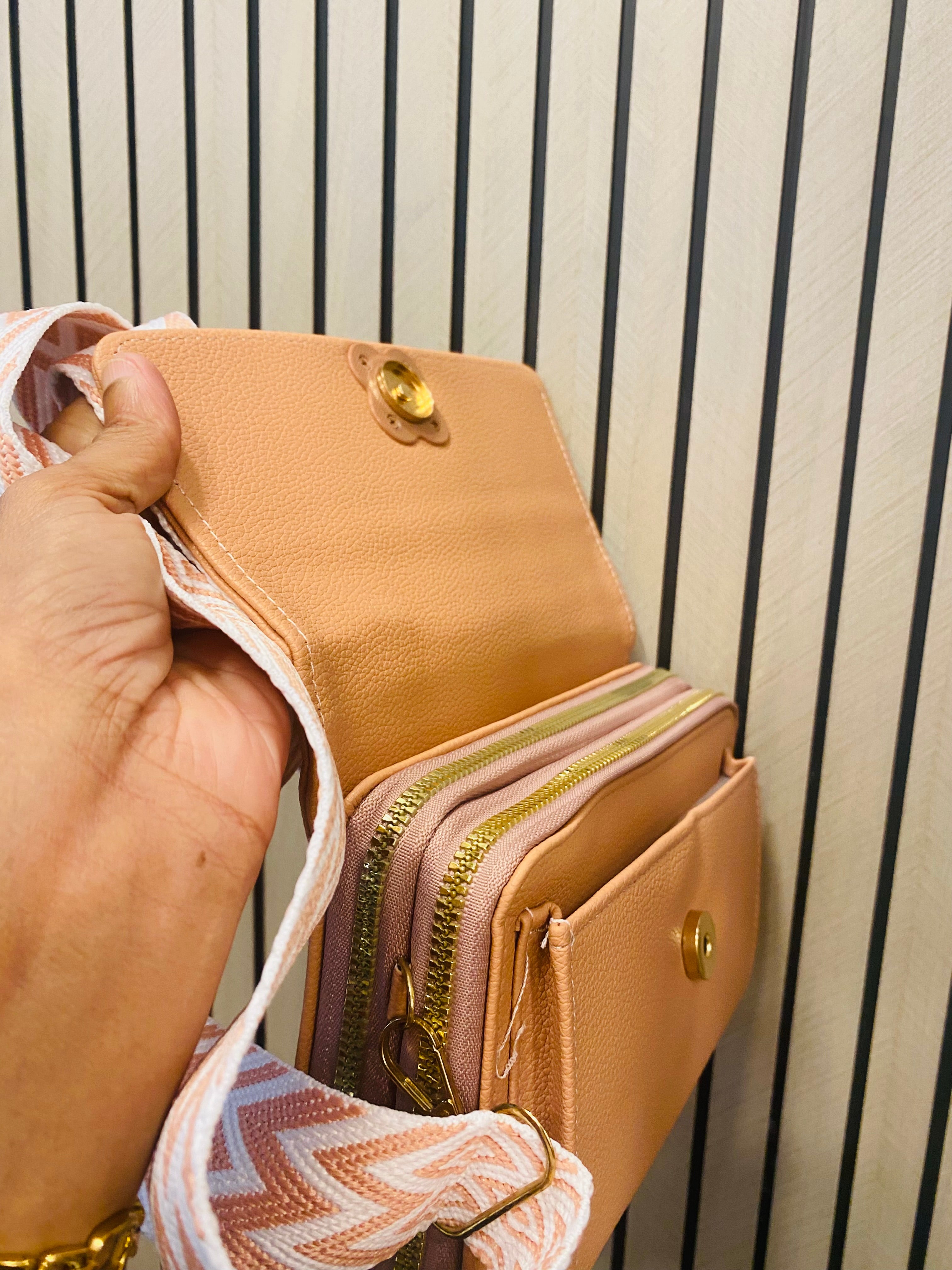 Ladies Mini Cross Body Bag - Peach