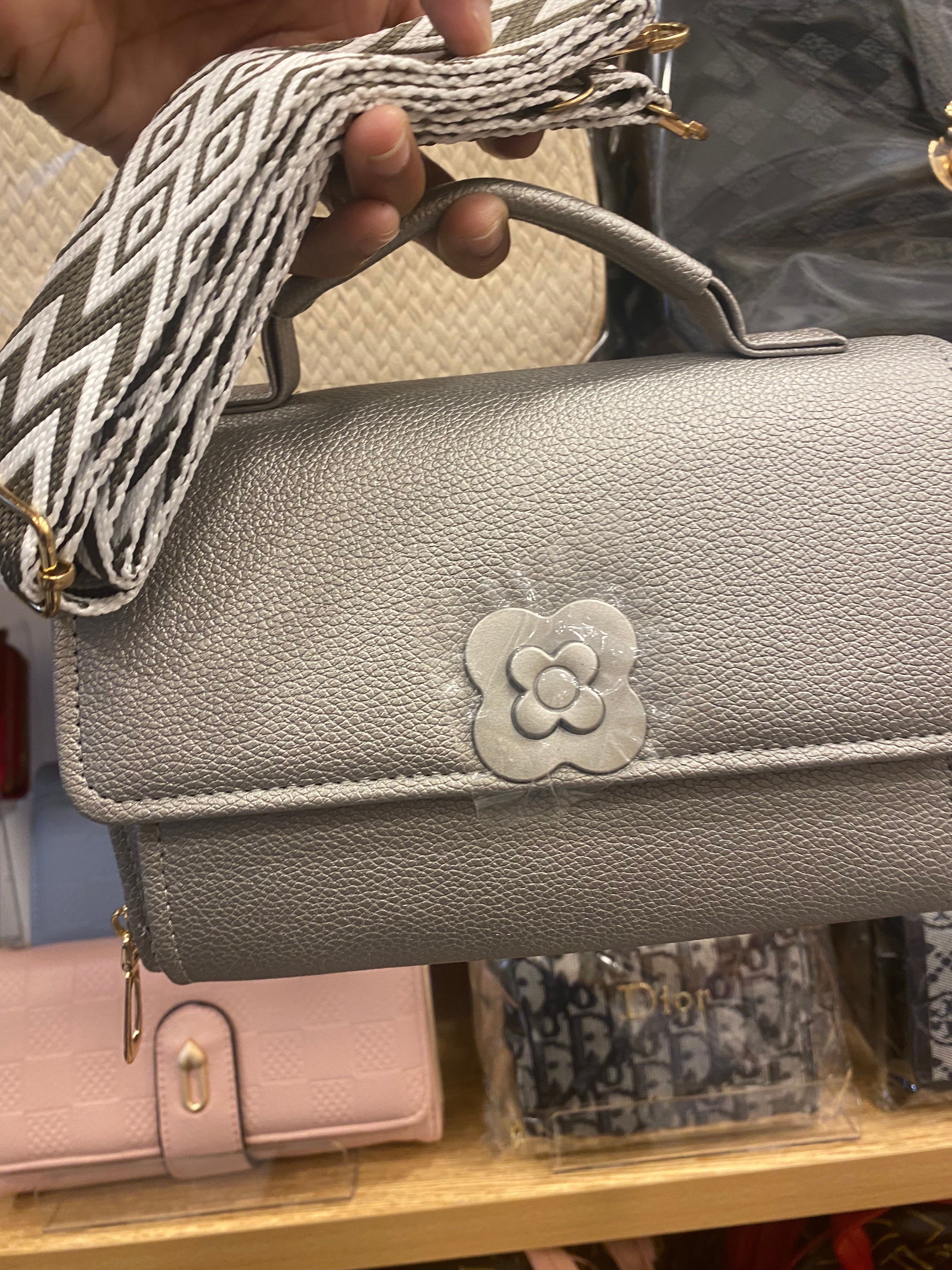 Ladies Mini Cross Body Bag - Silver