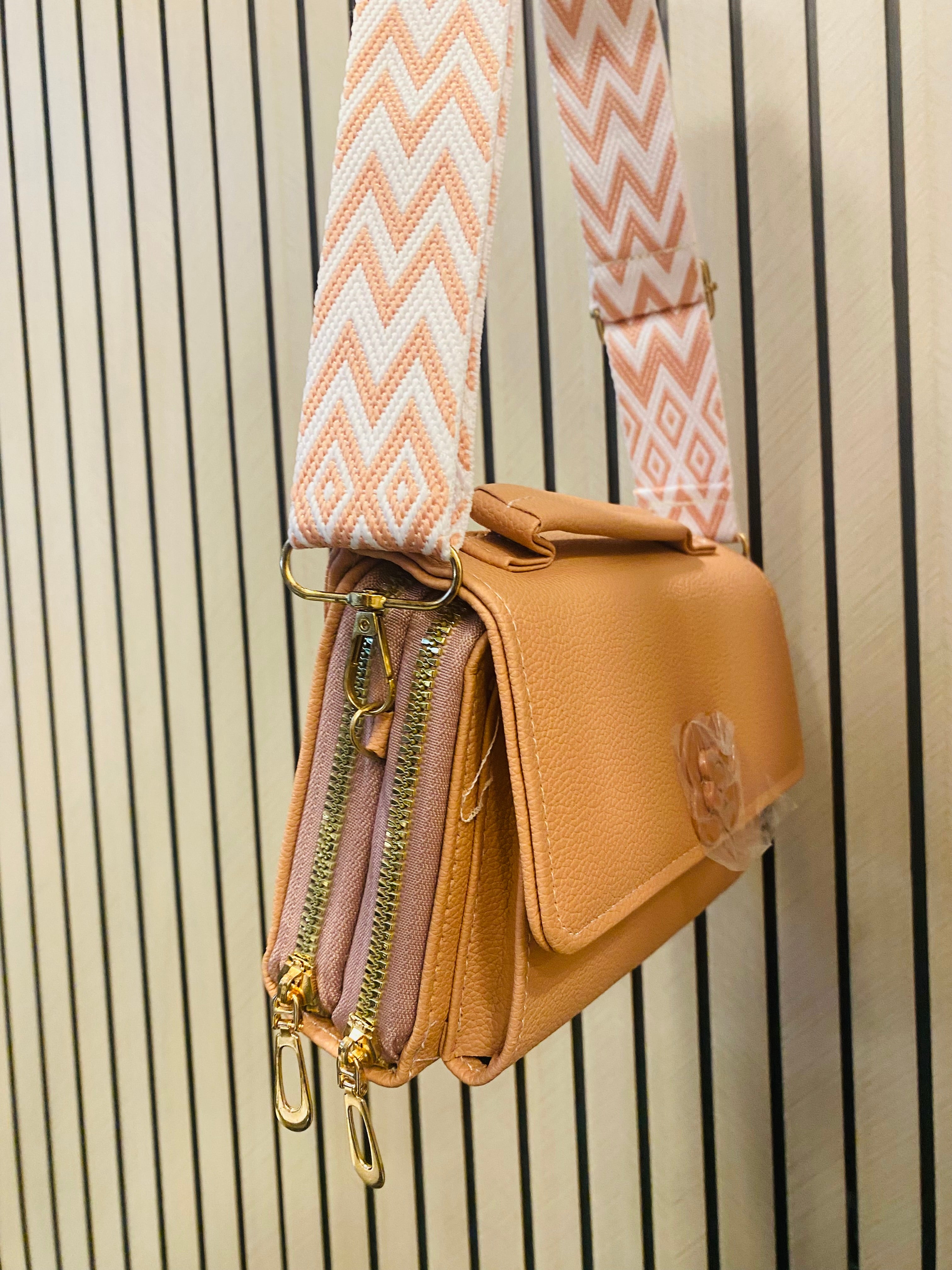 Ladies Mini Cross Body Bag - Peach