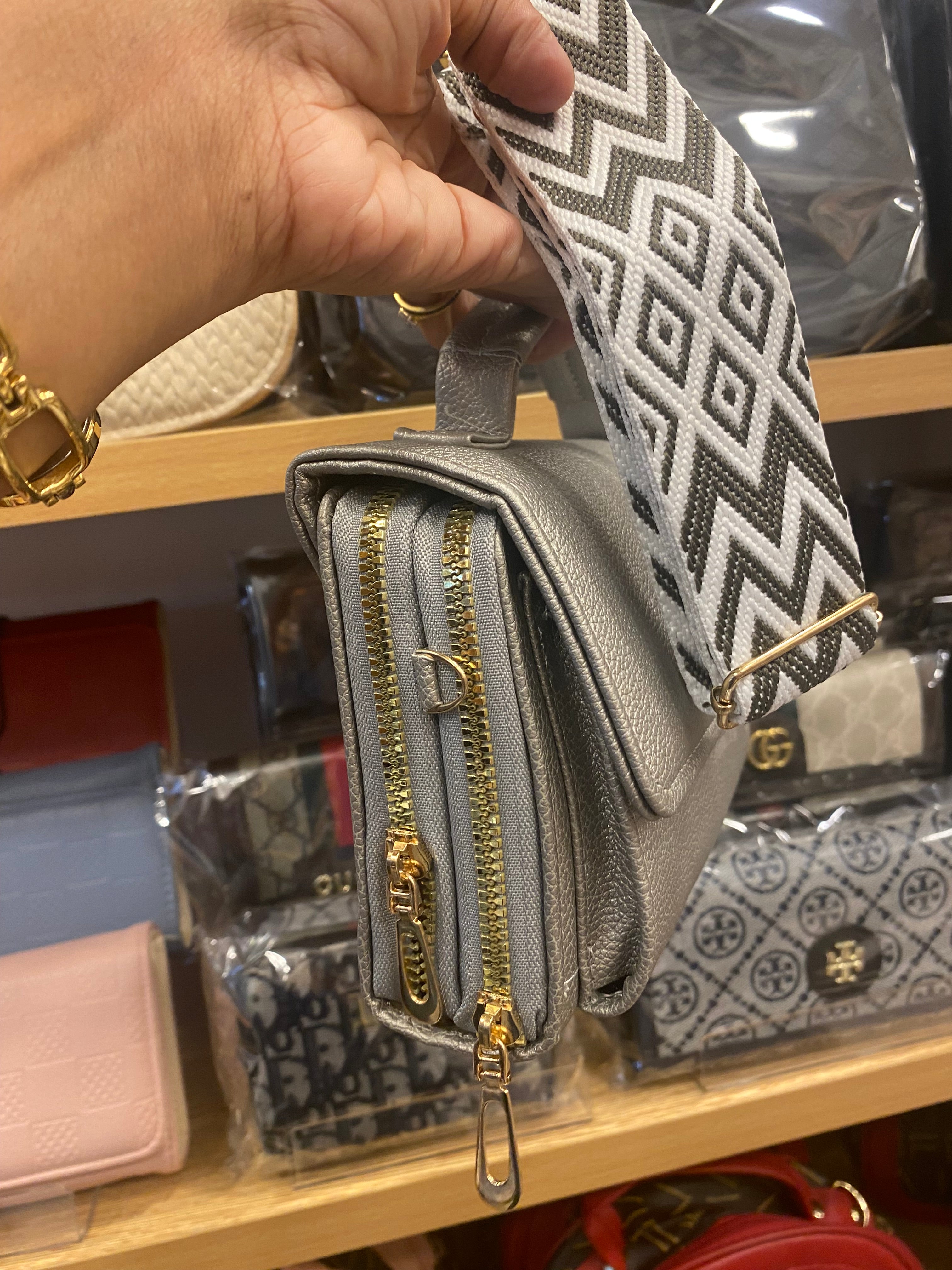 Ladies Mini Cross Body Bag - Silver