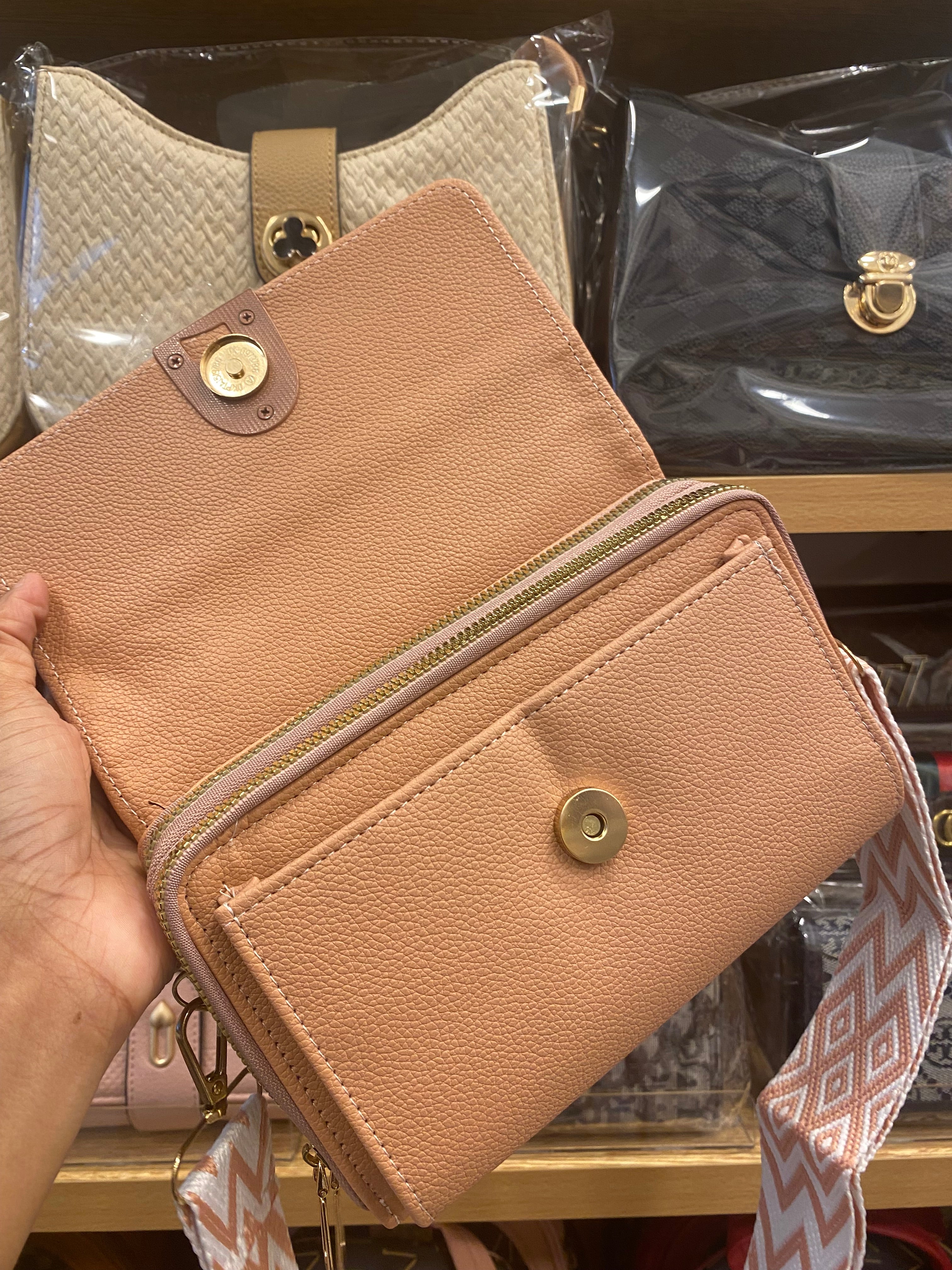 Ladies Mini Cross Body Bag - Peach