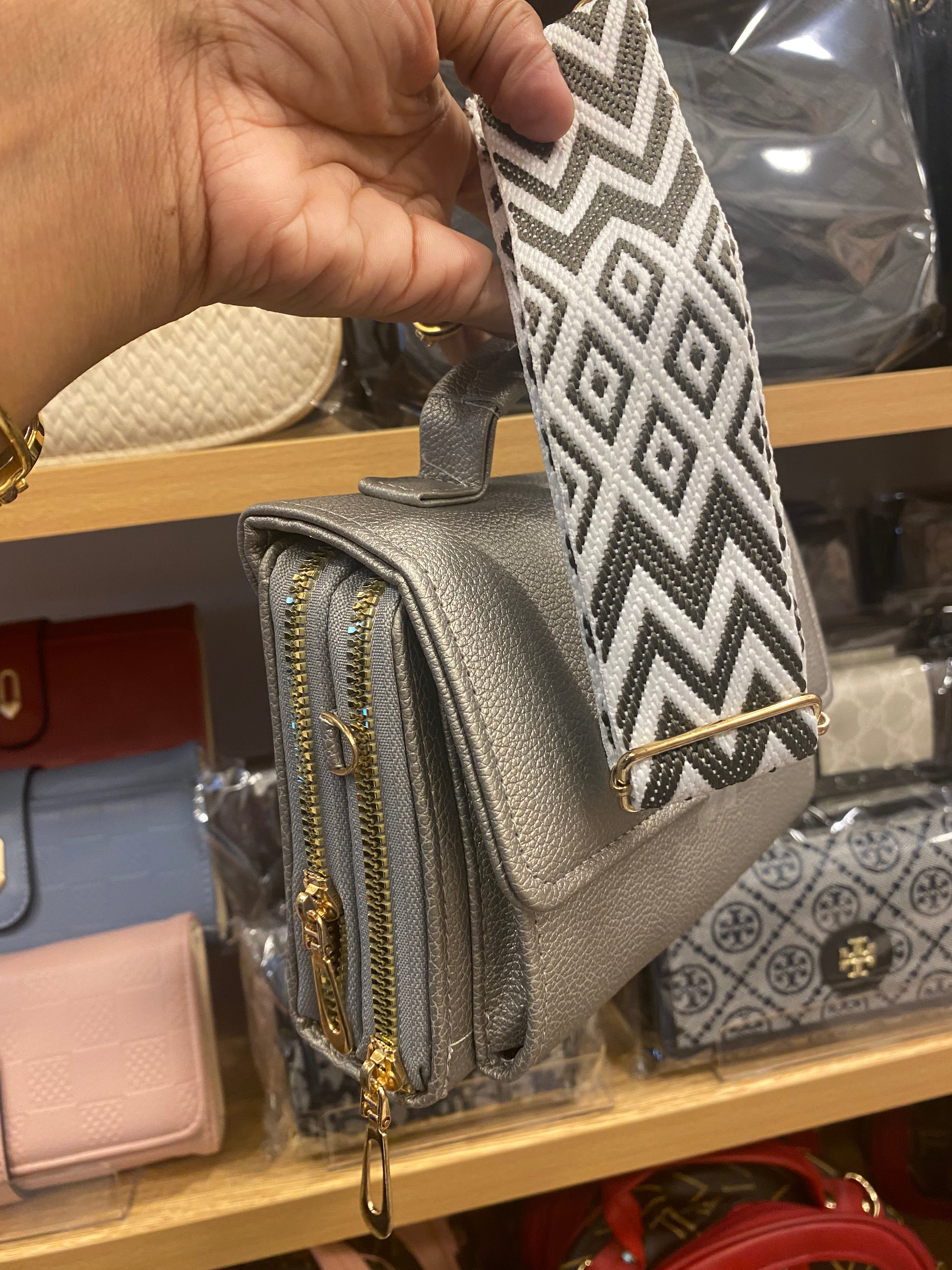 Ladies Mini Cross Body Bag - Silver