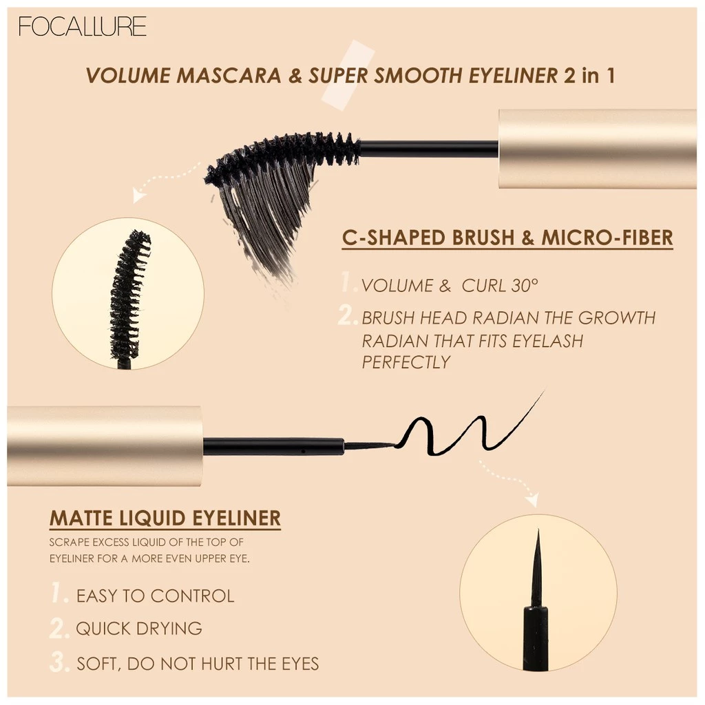 FOCALLURE Staymax 2 in 1 eyeliner & Mascara / Mascara & Eyelash primer