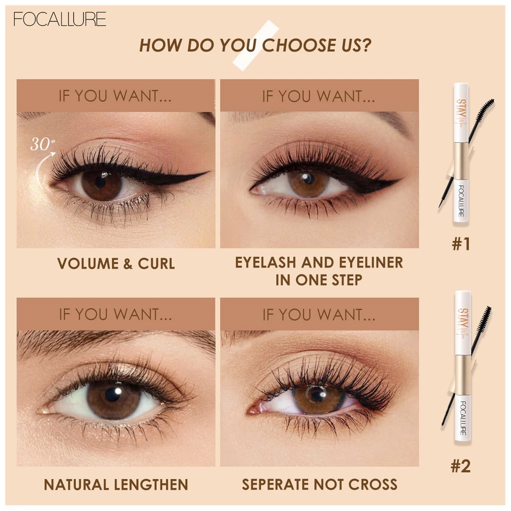 FOCALLURE Staymax 2 in 1 eyeliner & Mascara / Mascara & Eyelash primer