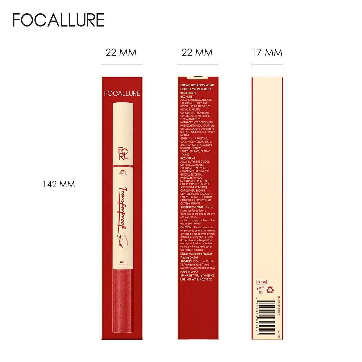 FOCALLURE Tranferproof Liquid eyeliner With Stamp