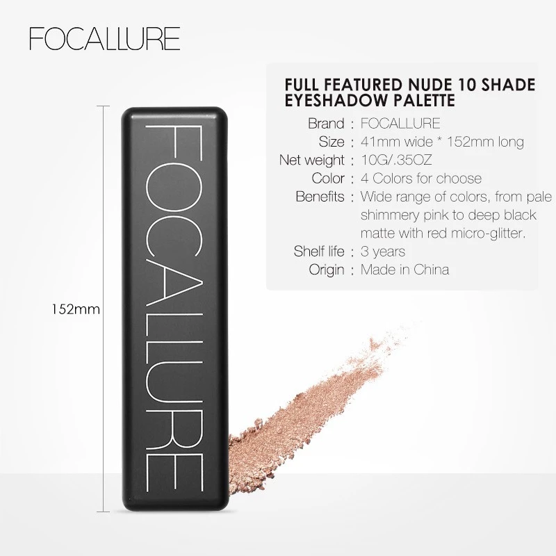 FOCALLURE 10 Color Eyeshadow Palette With Brush