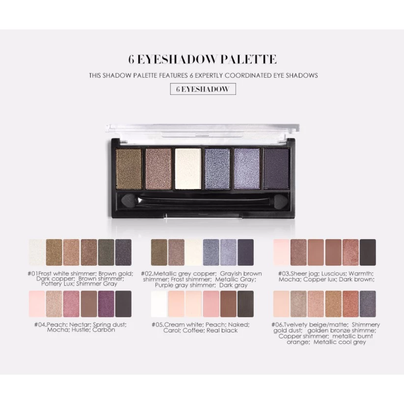 FOCALLURE 6 Color Smokey Eyeshadow Palette