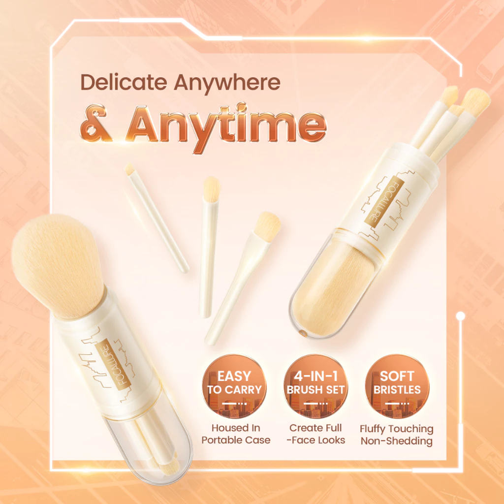 FOCALLURE 4-in-1 Travelling Makeup Brush Set