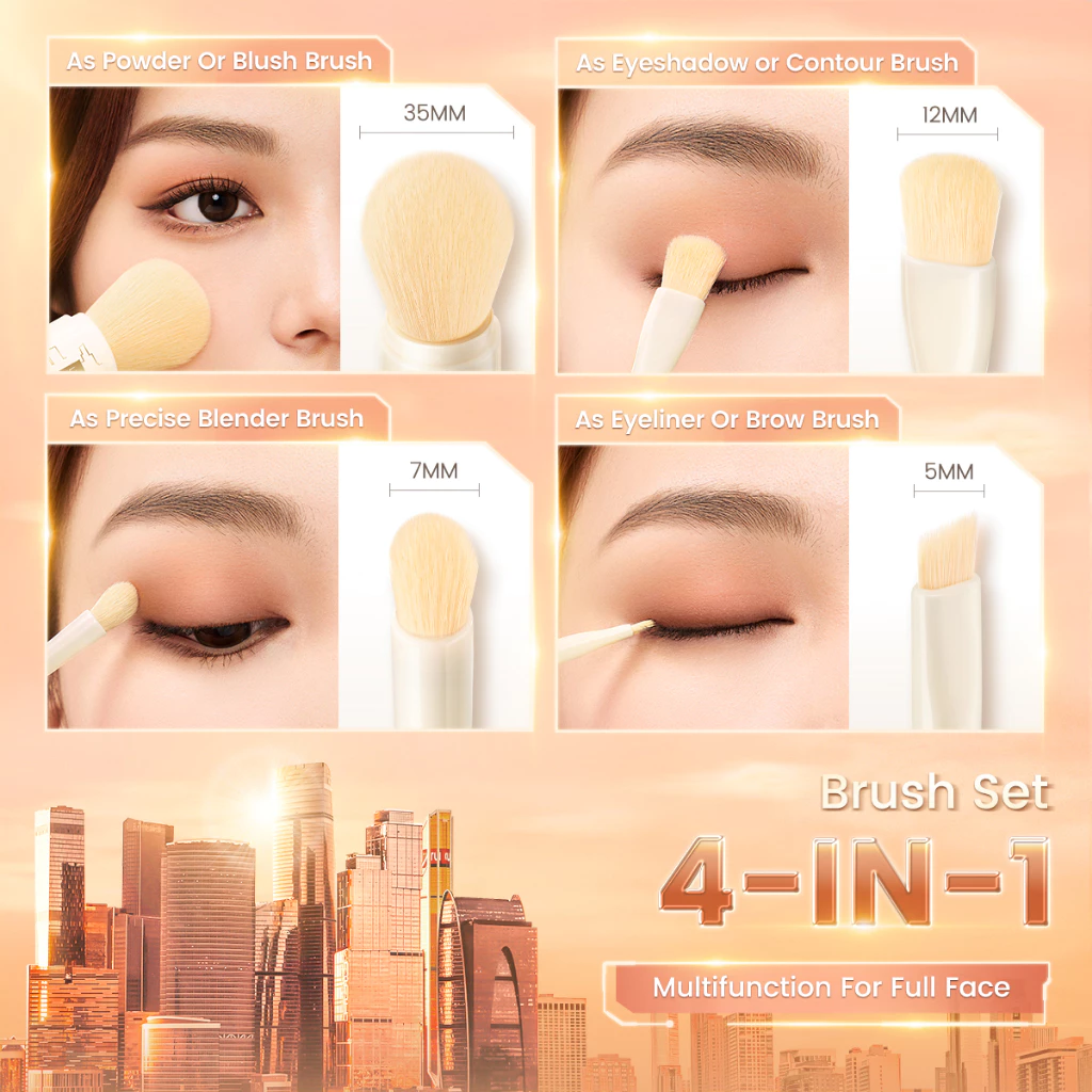 FOCALLURE 4-in-1 Travelling Makeup Brush Set