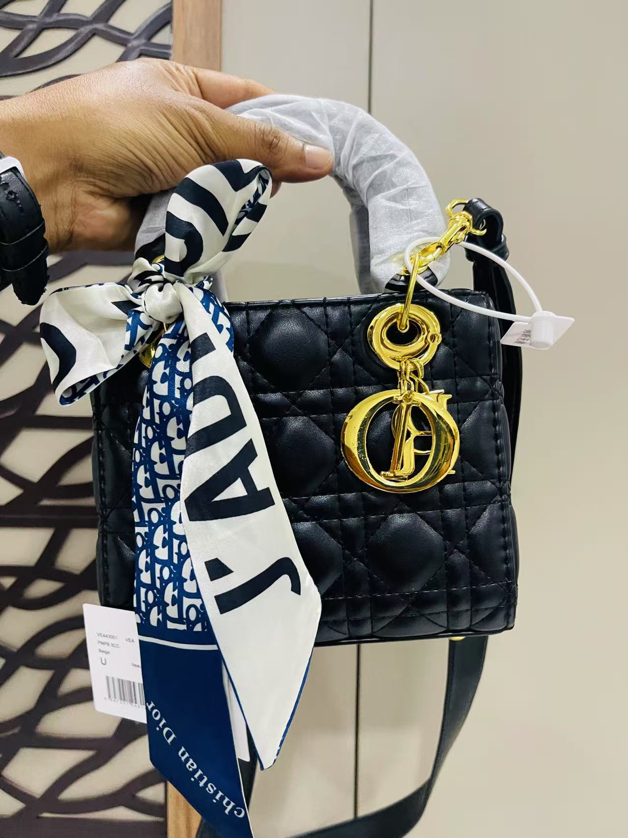 CHRISTINE DIOR Hand Bag Black with Box