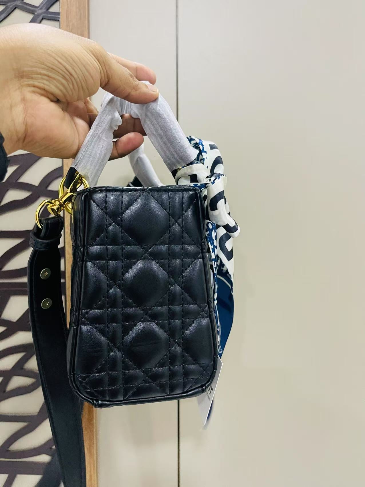 CHRISTINE DIOR Hand Bag Black with Box