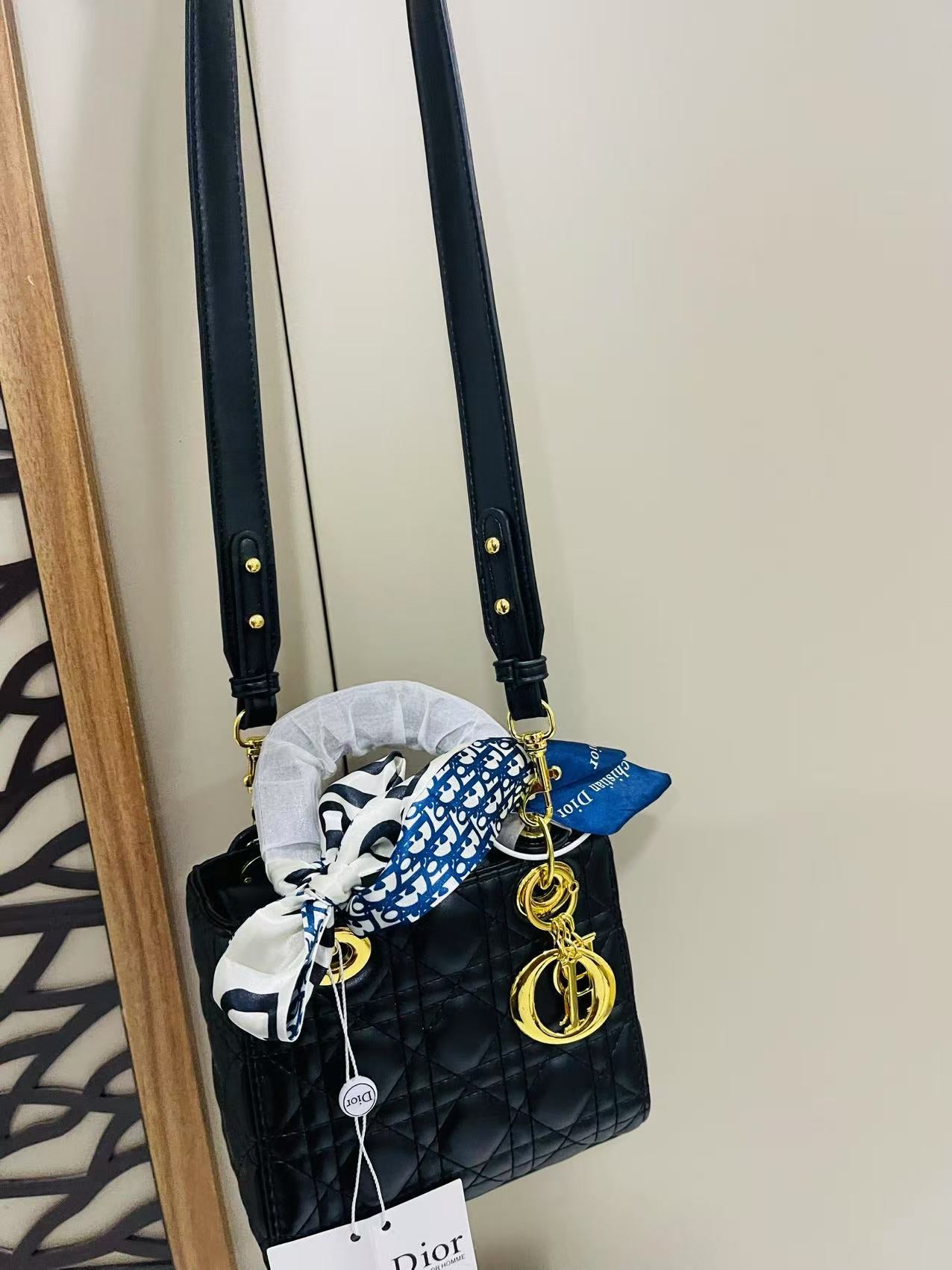 CHRISTINE DIOR Hand Bag Black with Box