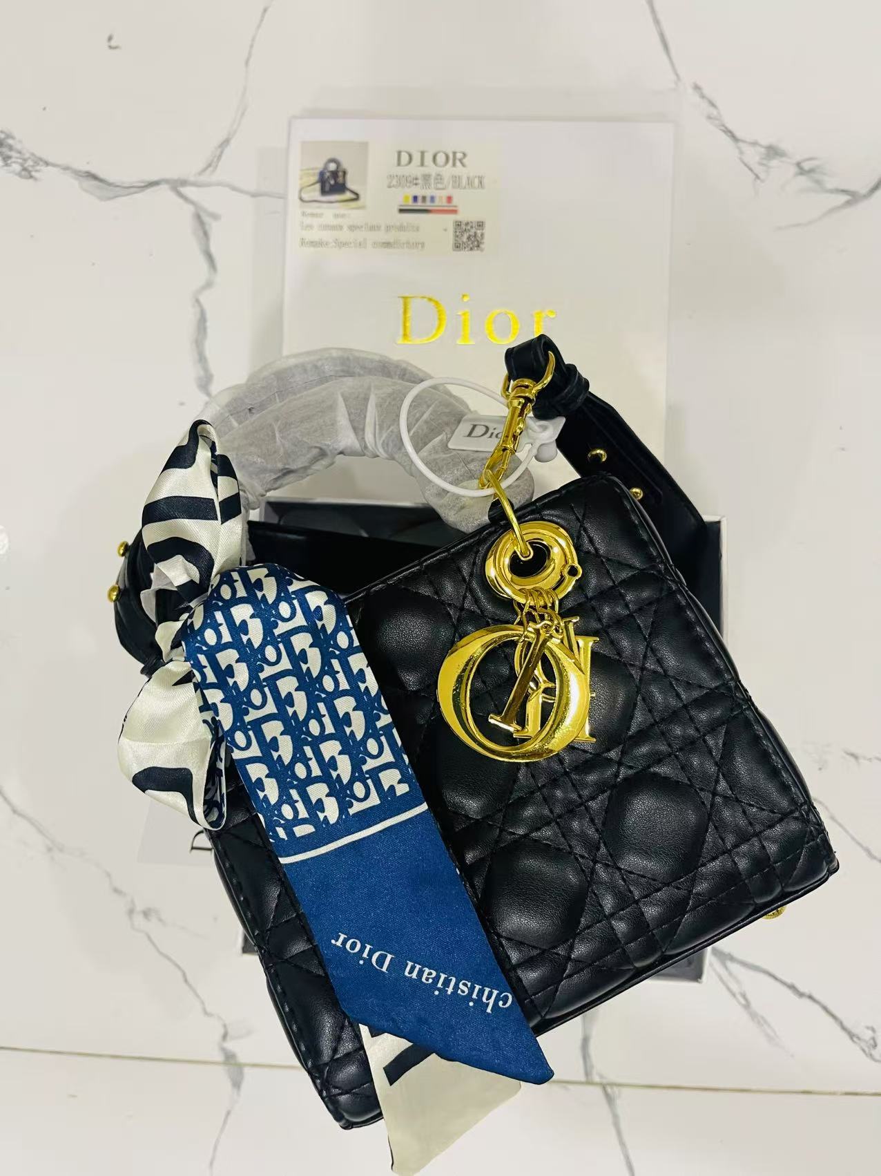 CHRISTINE DIOR Hand Bag Black with Box