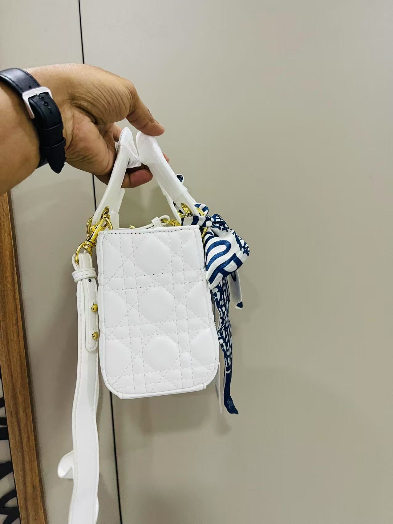 CHRISTINE DIOR Hand Bag white  with Box