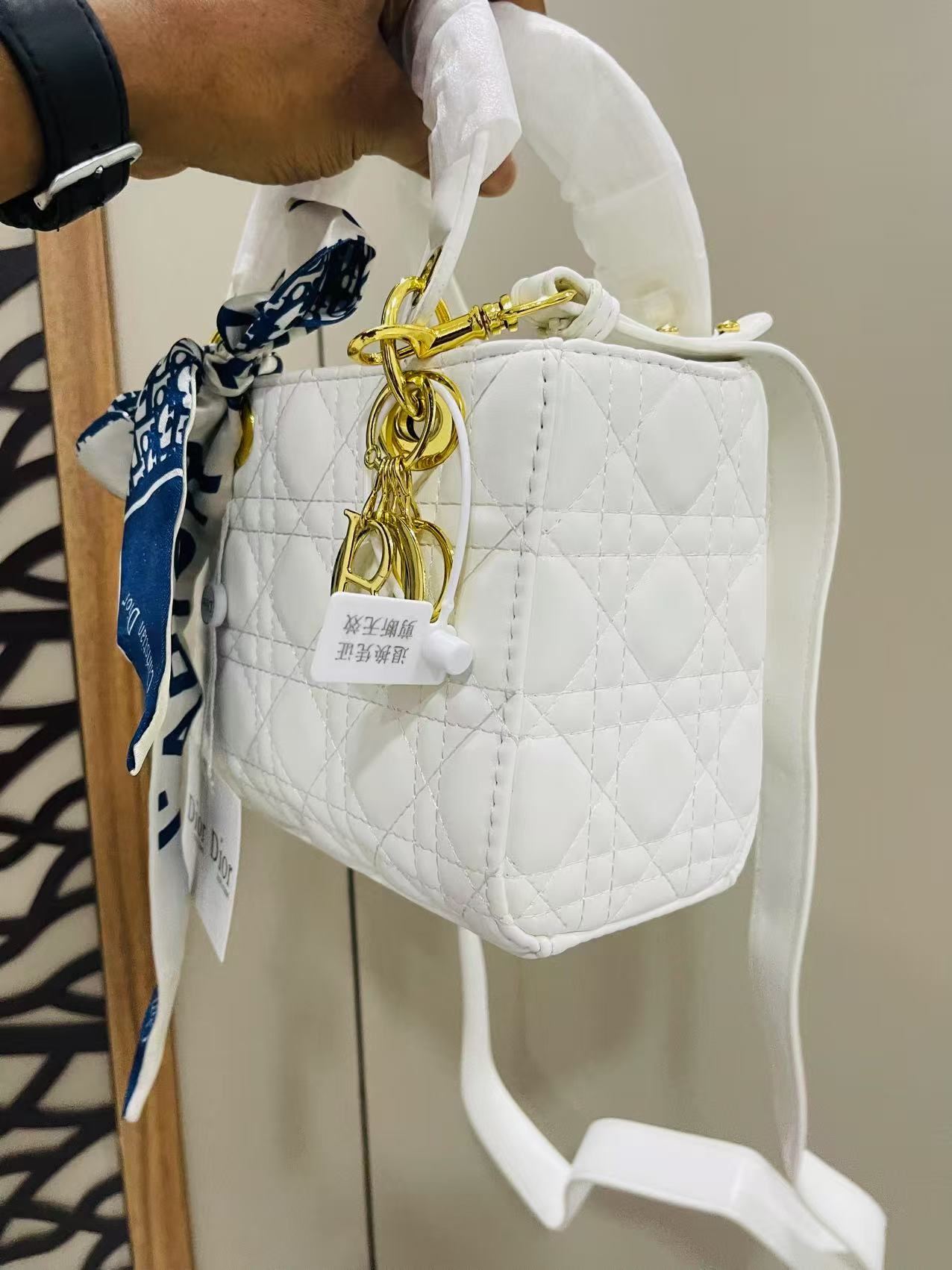 CHRISTINE DIOR Hand Bag white  with Box