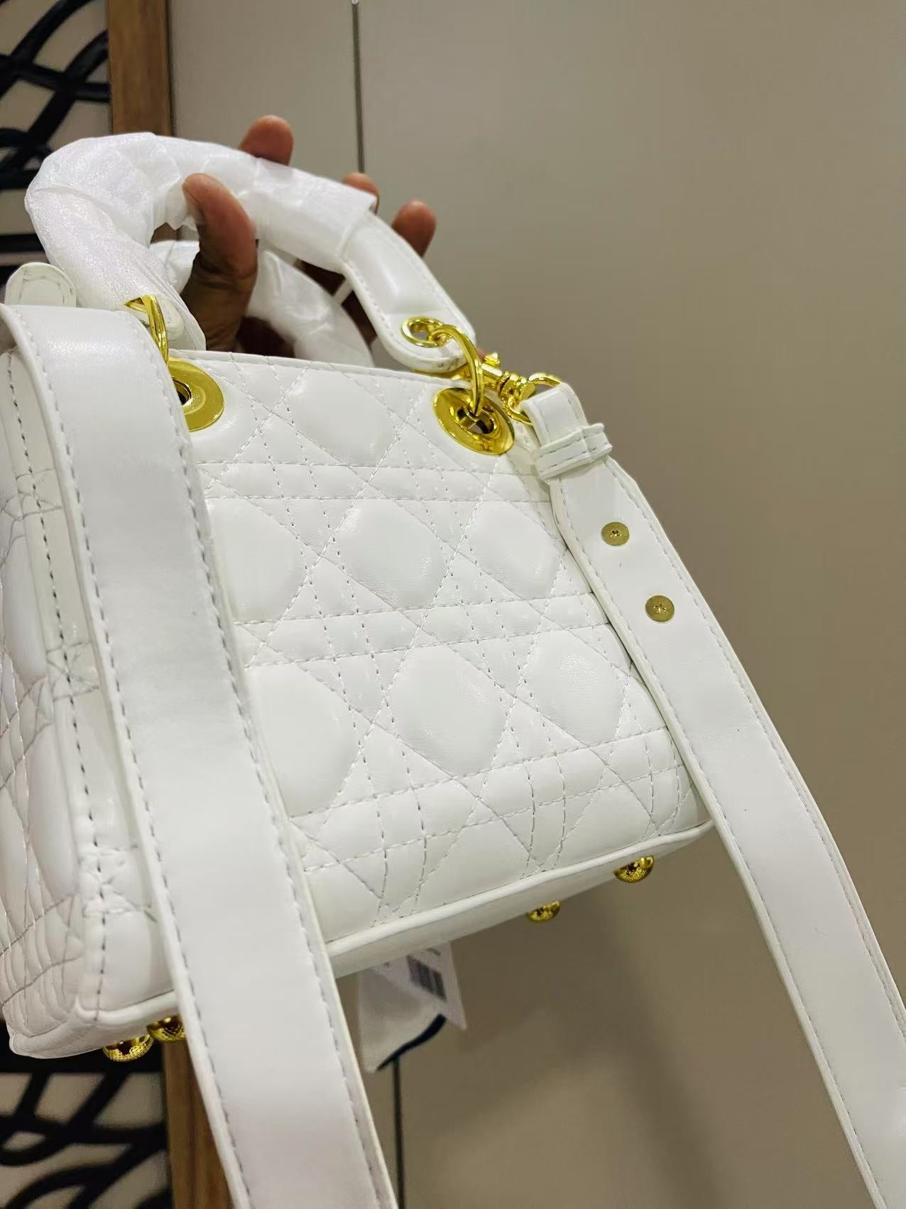 CHRISTINE DIOR Hand Bag white  with Box