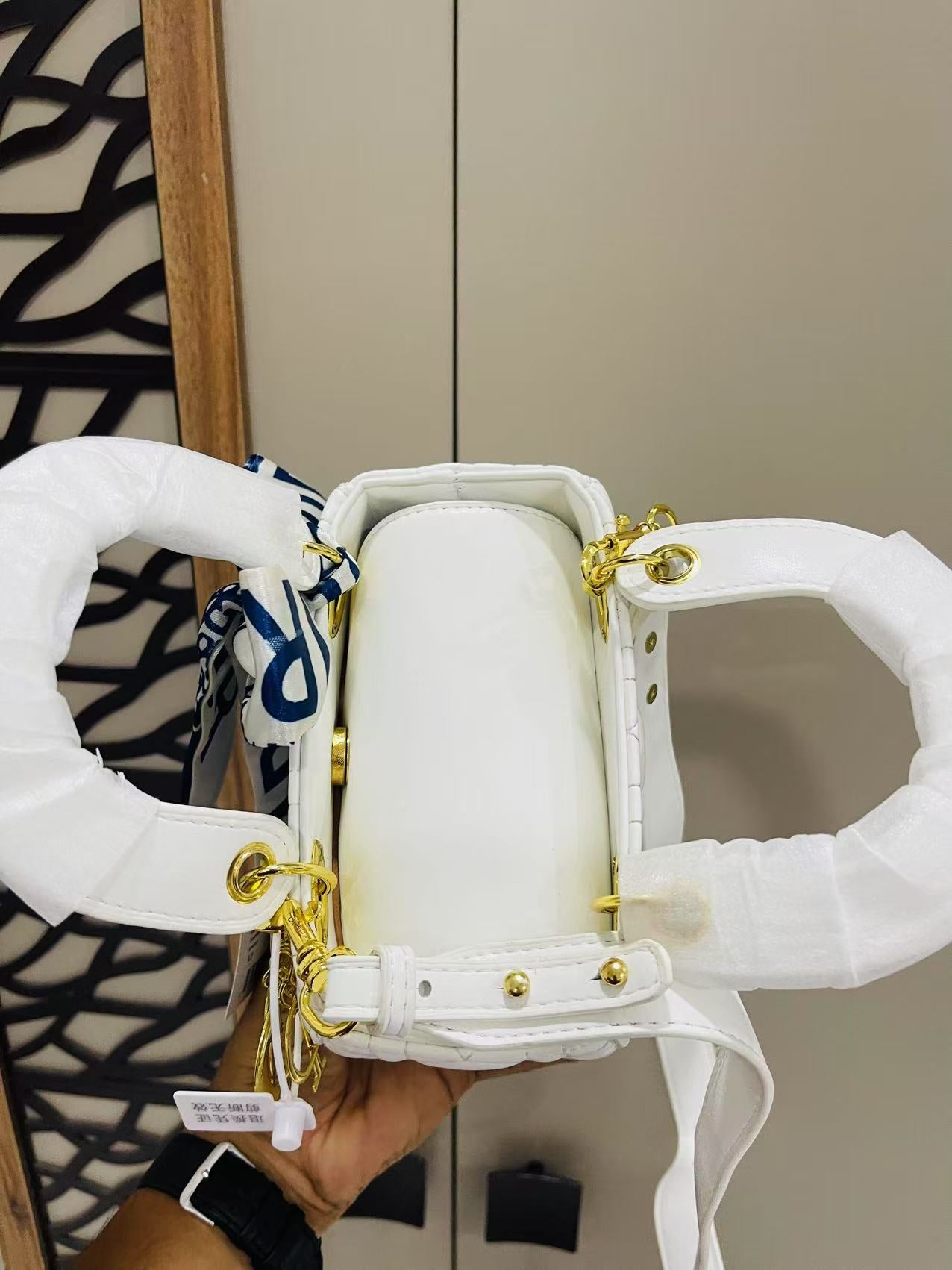 CHRISTINE DIOR Hand Bag white  with Box