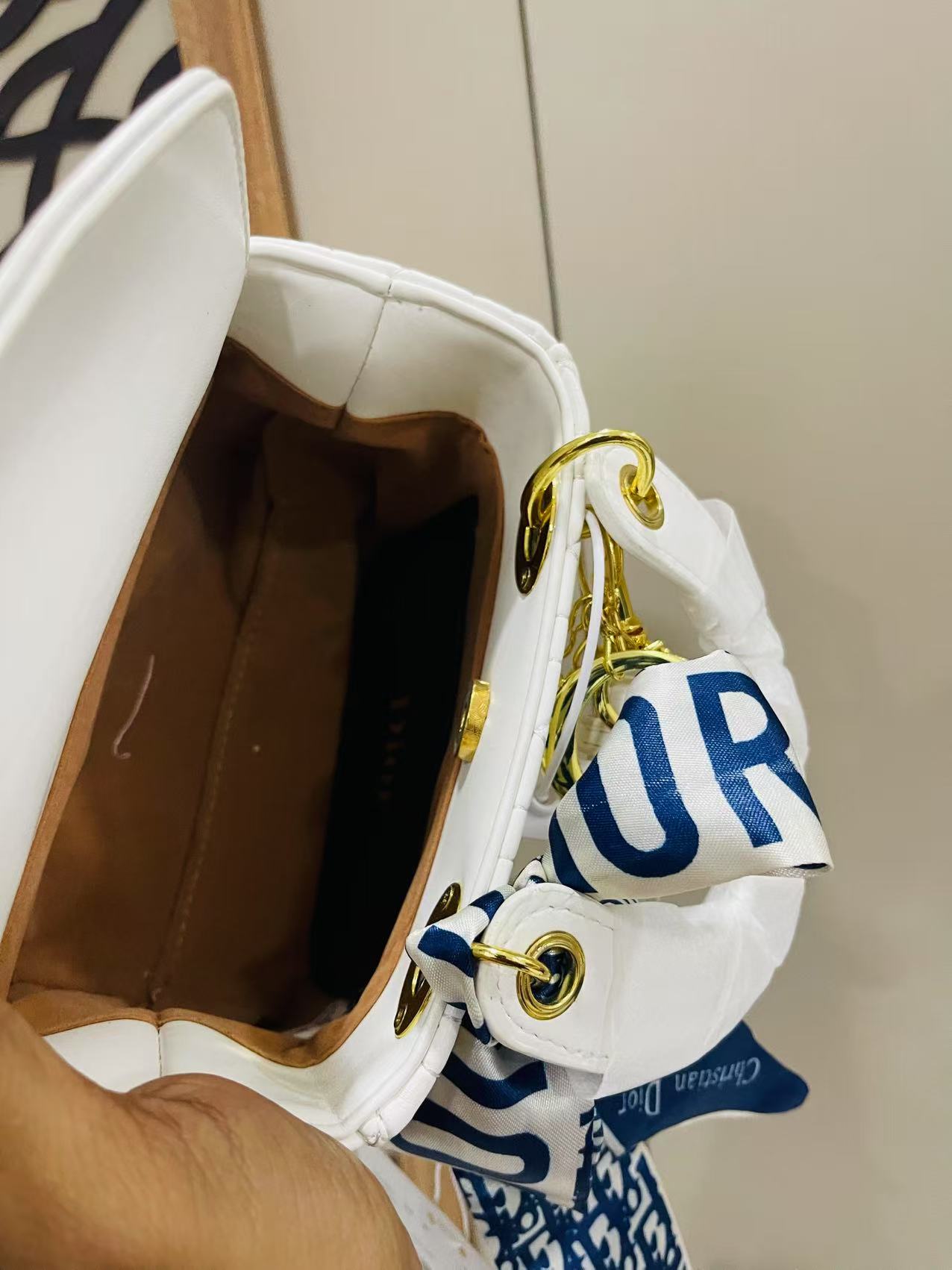 CHRISTINE DIOR Hand Bag white  with Box