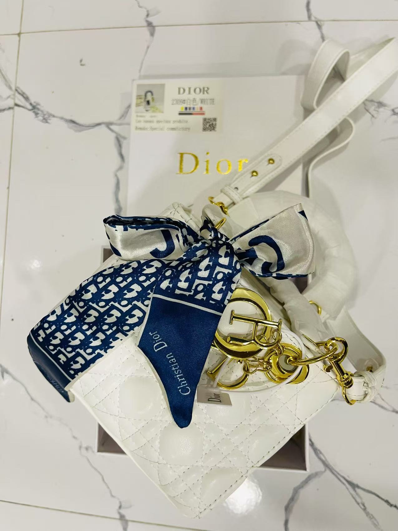 CHRISTINE DIOR Hand Bag white  with Box